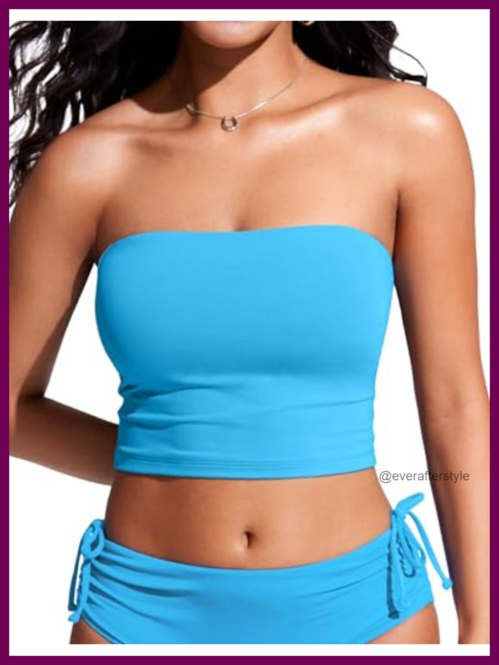 Longline Bandeau Bikini Top Strapless Removable Pads Swim Tube Top